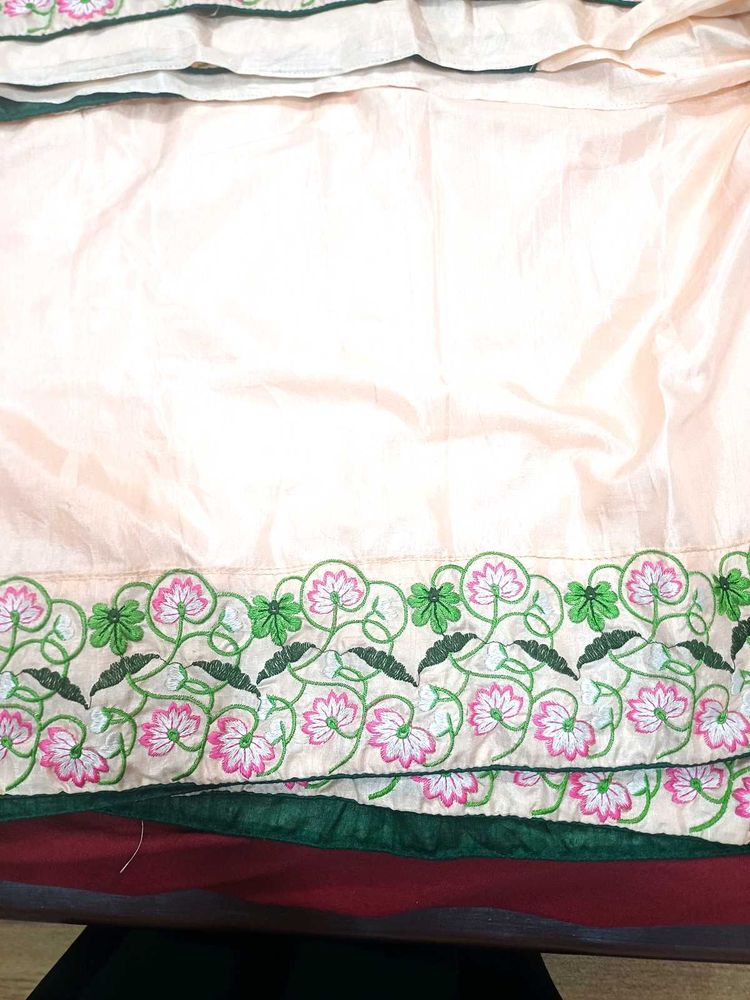 Peach Embroidery Saree