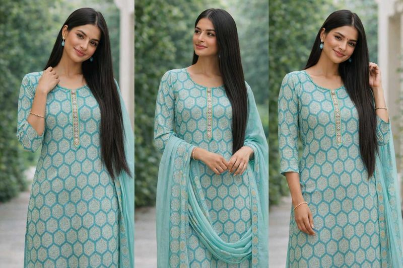 Elegant ✨Blue Printed Kurta Set💙🐥