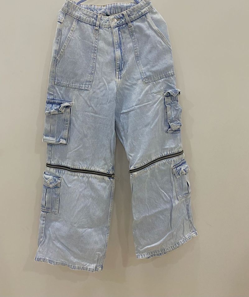 Light Wash Cargo Jeans