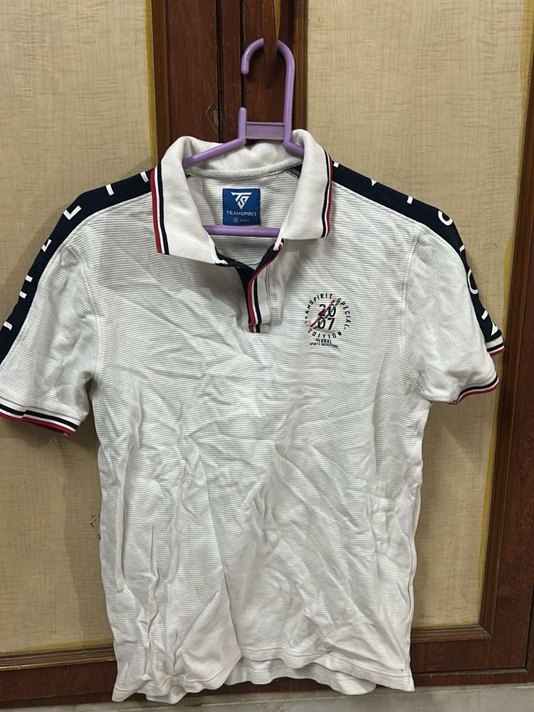 Trendy White Polo T-Shirt