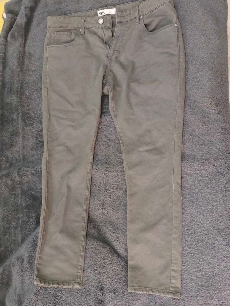 Zara Olive Green Slim Jeans
