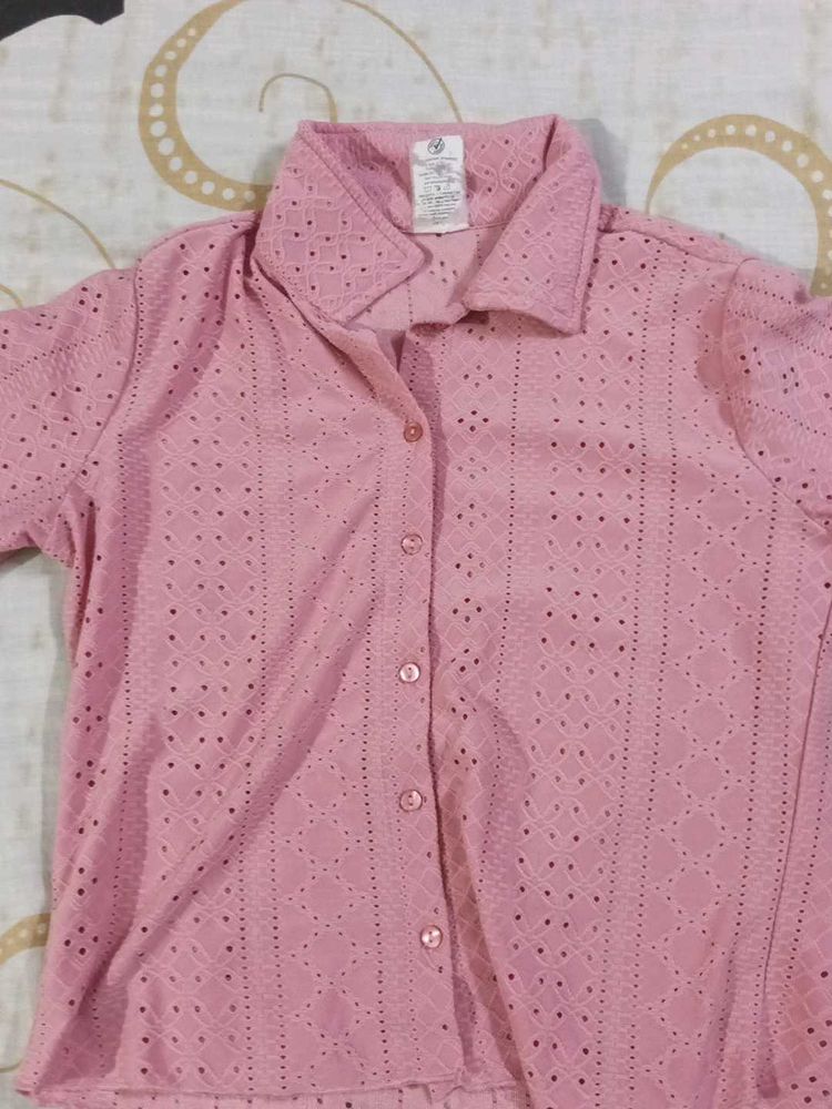 Pink Eyelet Shirt