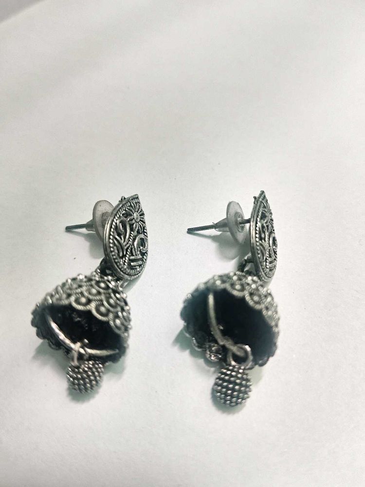 Silver Jhumka Earrings