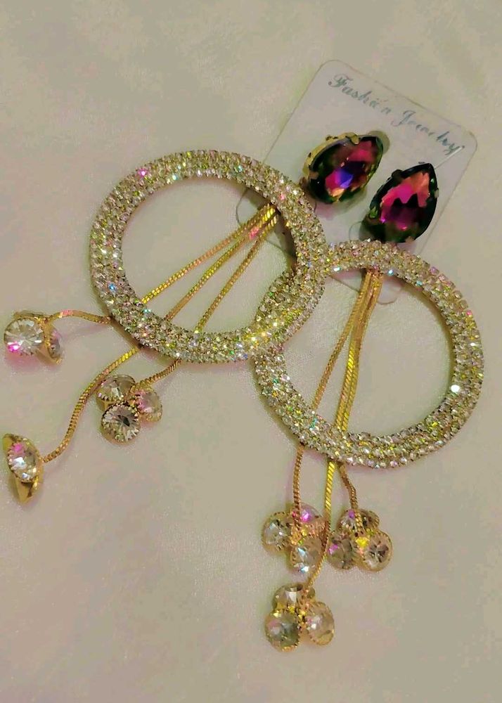 Sparkling Crystal Hoop Multicolour Earrings