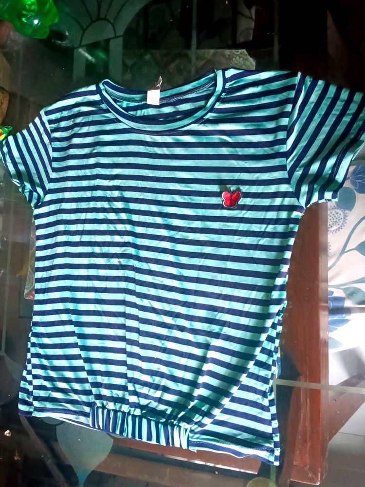 Striped T-Shirt with Butterfly