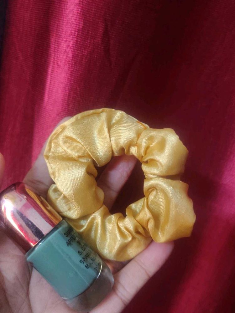 Golden Yellow Scrunchie &amp; nail paint