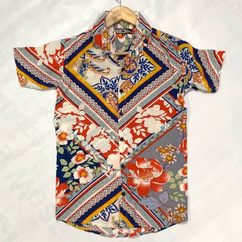 Multicoloured Floral Half Sleeve Shirt Chest 34 In
