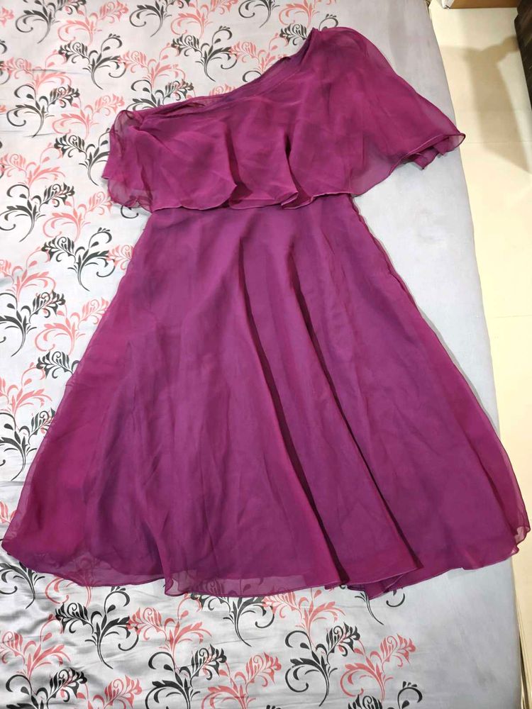 Purple One-Shoulder Dress