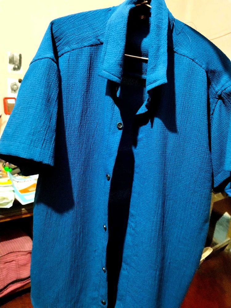 fashionable navy blue korean shirt