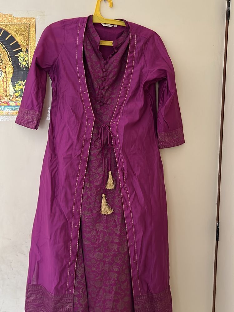 Max Purple Colour Kurtha With Jacket