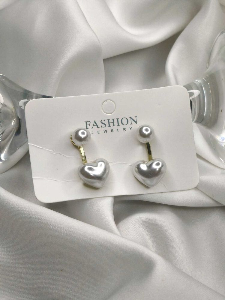 Pearl Heart Drop Earrings