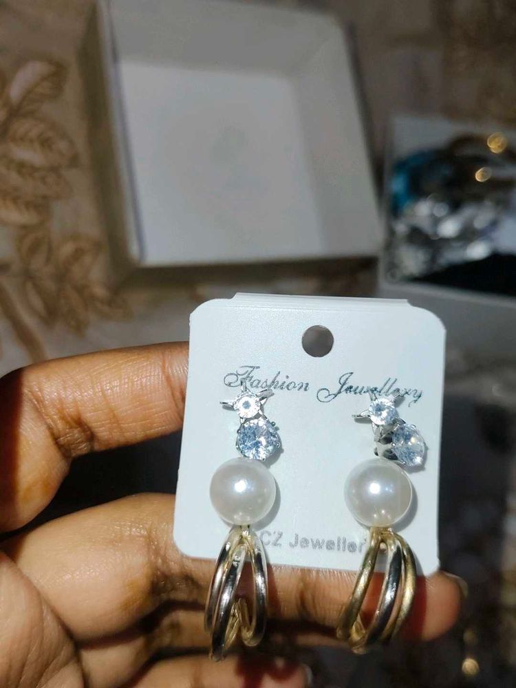 Pearl &amp; Crystal Drop Earrings