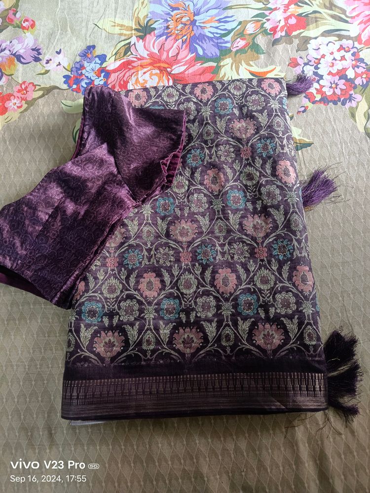 Elegant Purple Banarasi Silk Saree