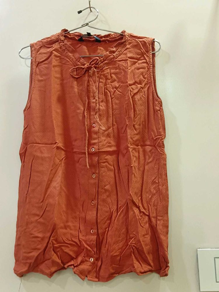 Casual Orange Sleeveless Top