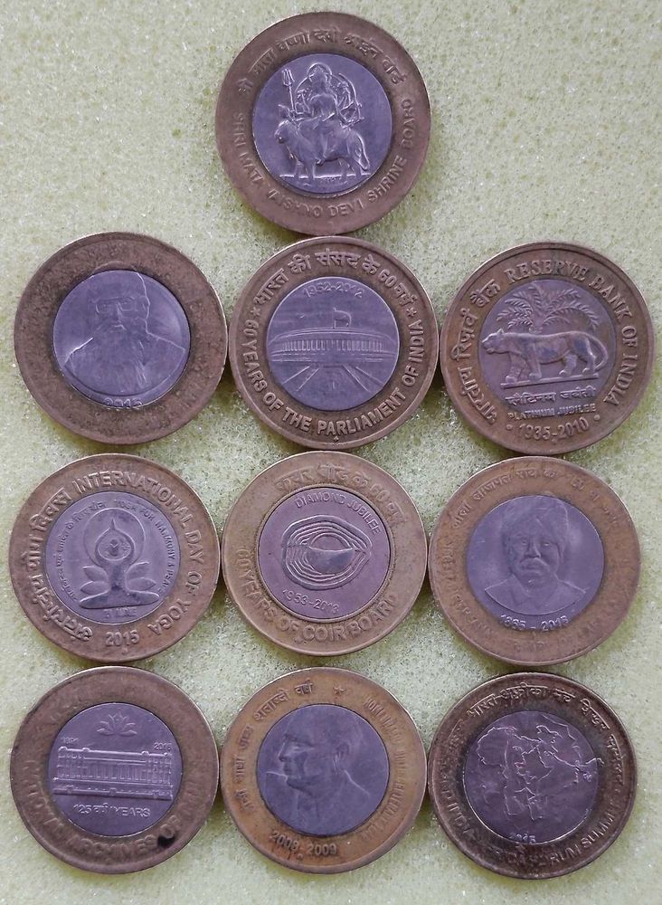 Commemorative 10 Rupee Coin Collection Set