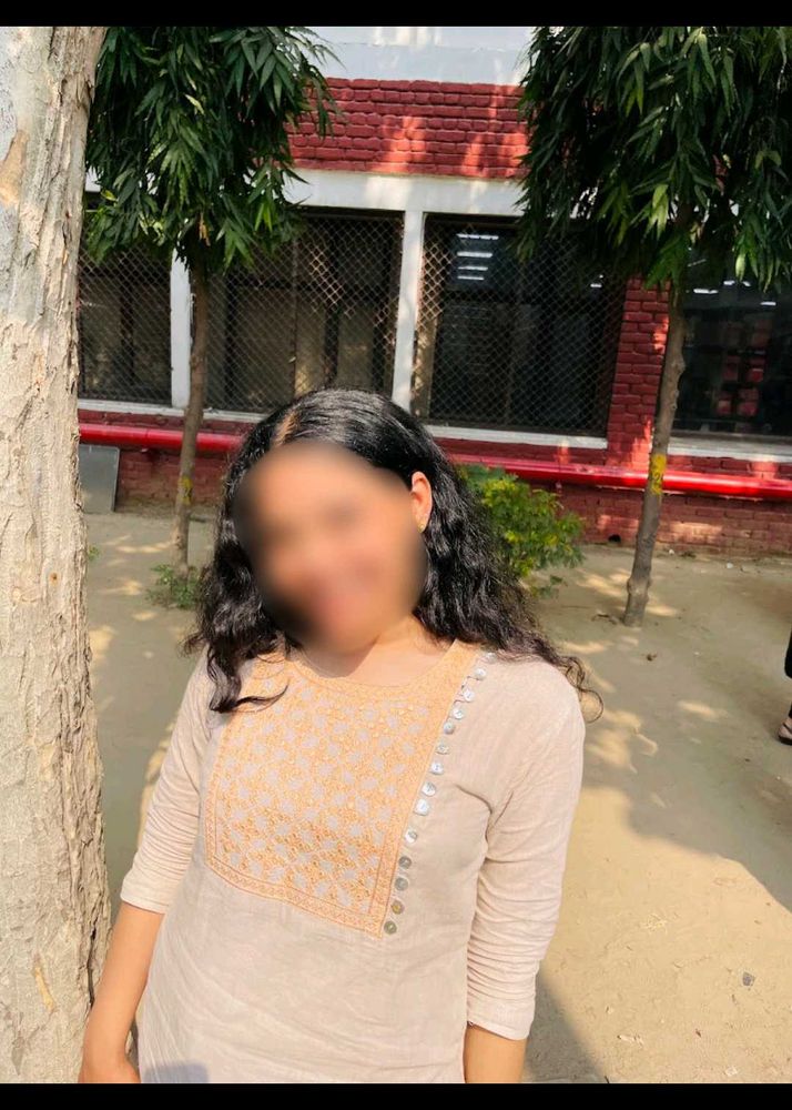 Khaki Kurti with Embroidery