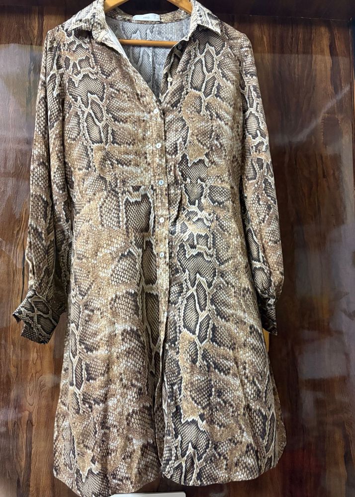 Snakeskin Print Shirt Dress