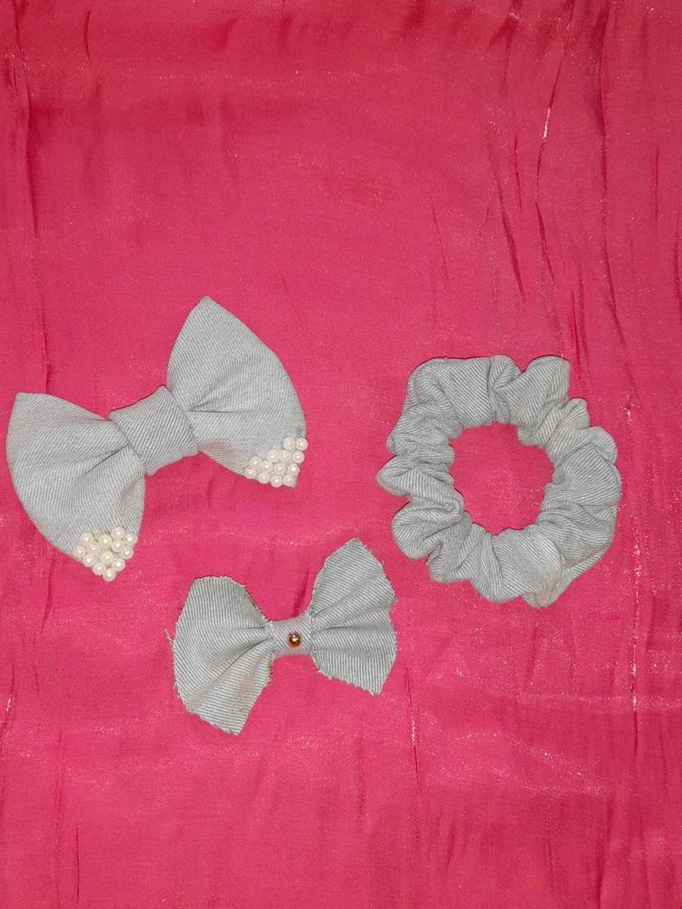 Hair Accessory Set - Bows &amp; Scrunchie