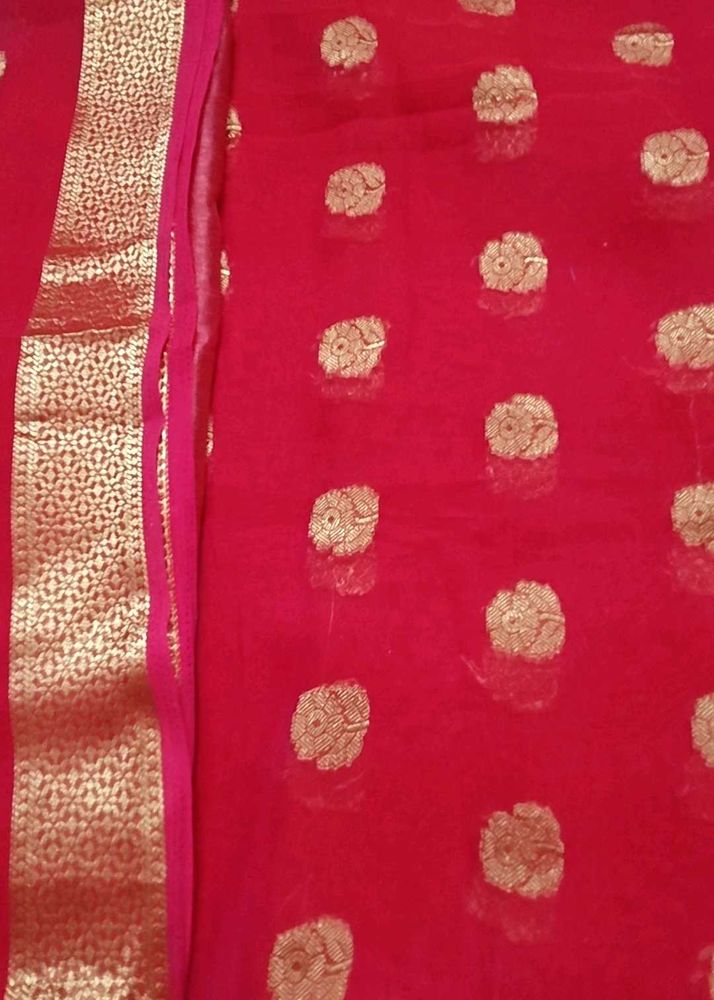 Cotton Silk Saree Banarasi Style With Blouse Piece