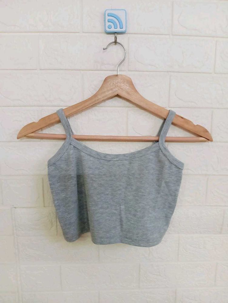 Gray Cropped Tank Top