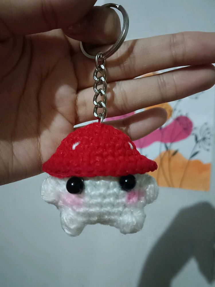 Cute Crochet Mushroom Keychain