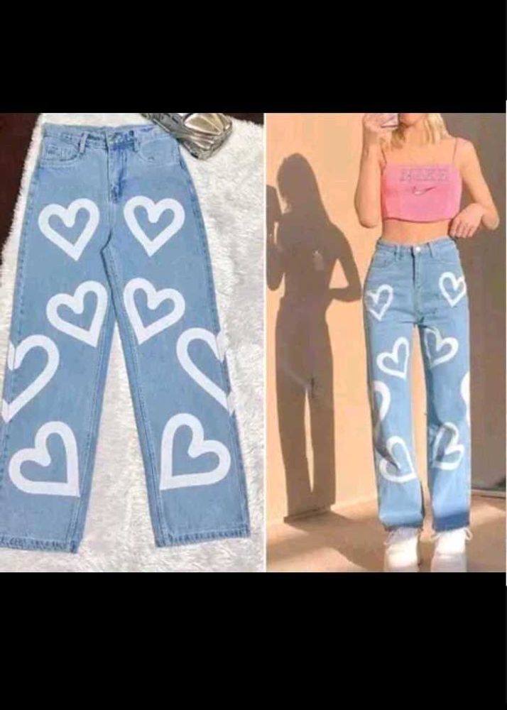 Heart Print Jeans