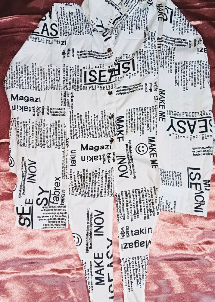 Women Newspaper Print Shirt