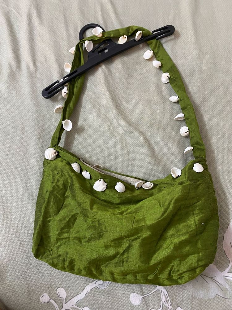 Shell Embellished Hobo Handmade Bag