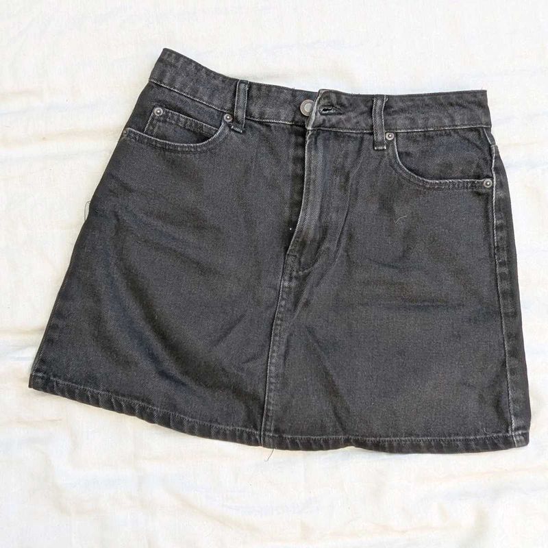 Black Denim Mini Skirt