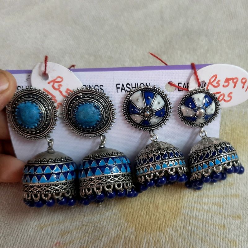 BRAND NEW Amrapali Enameled German Silver Jhumka
