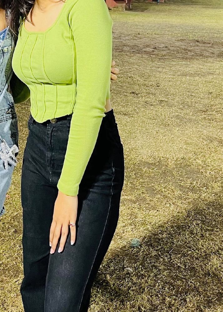 Casual Solid Green Top