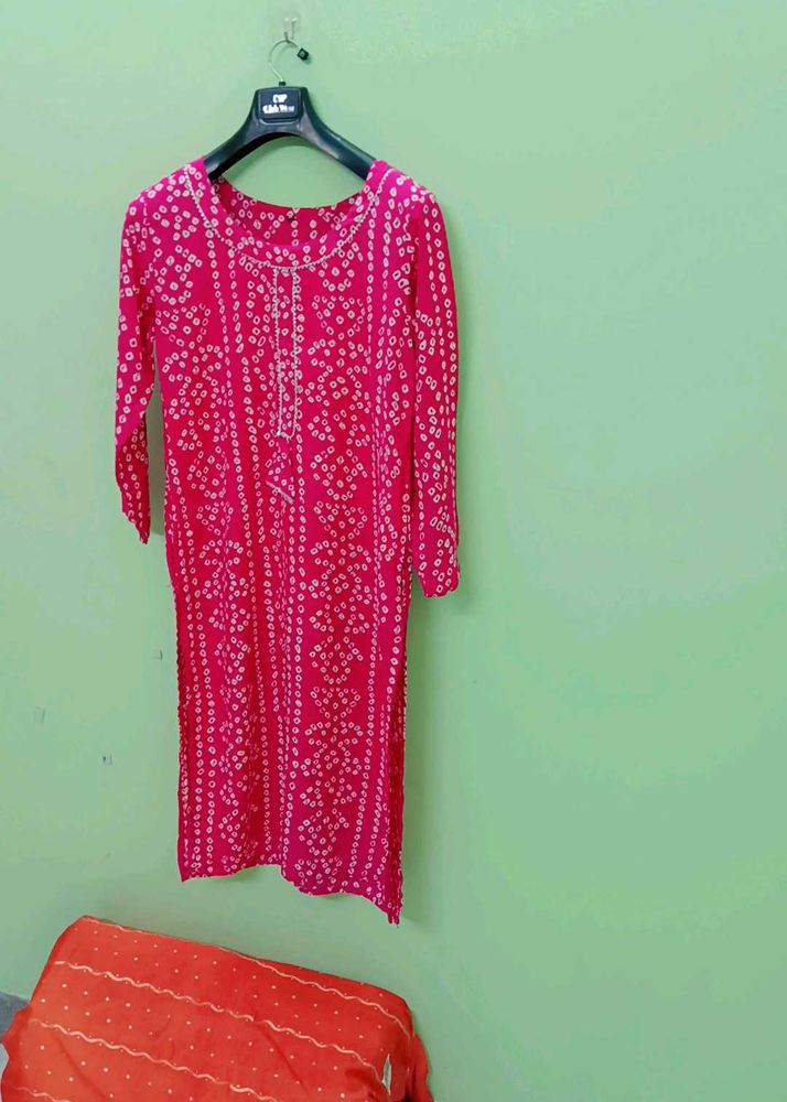 New Pink Printed Kurta