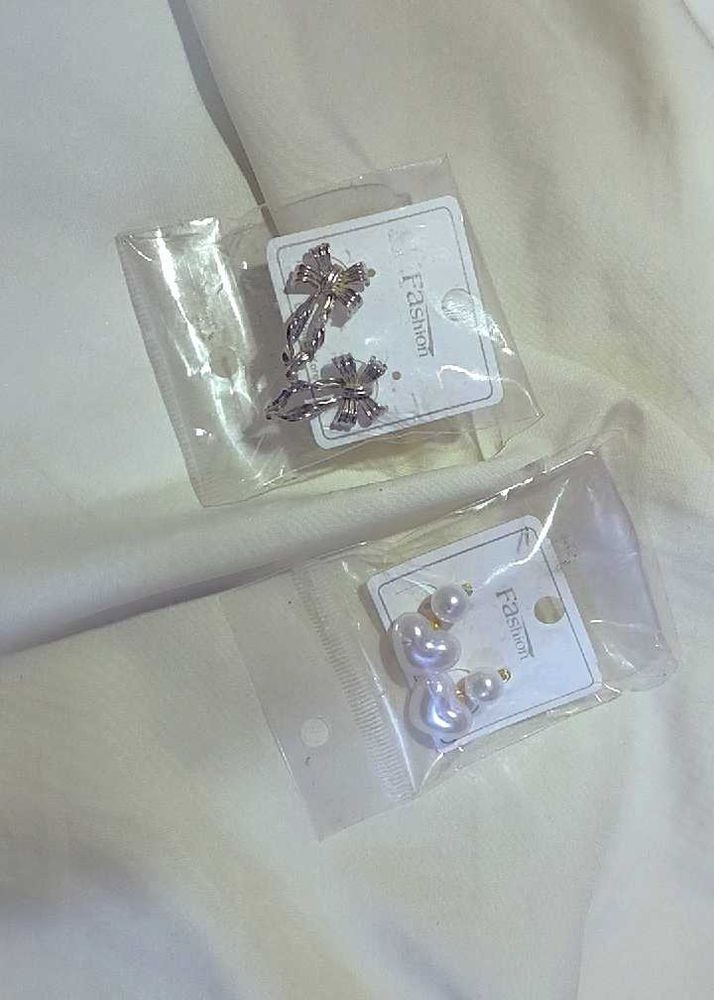 Korean bow and heart shape Earrings combo