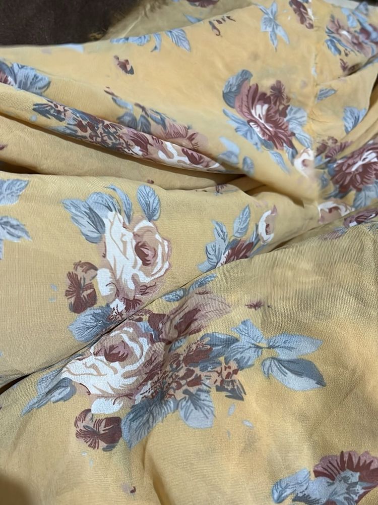 Yellow Printed Georgette