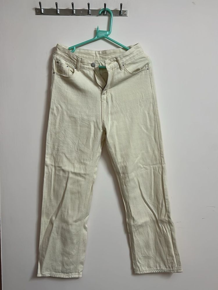 Off-White High Waist Straight Leg Jeans