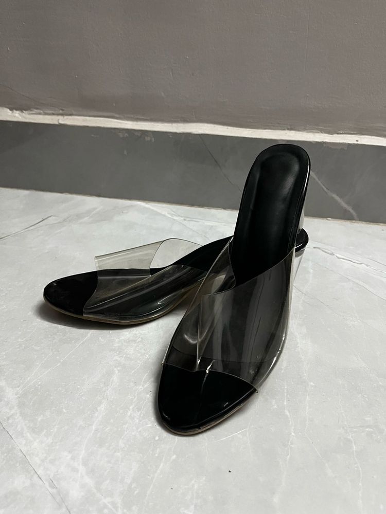 Black &amp; Clear Heels - Size 38