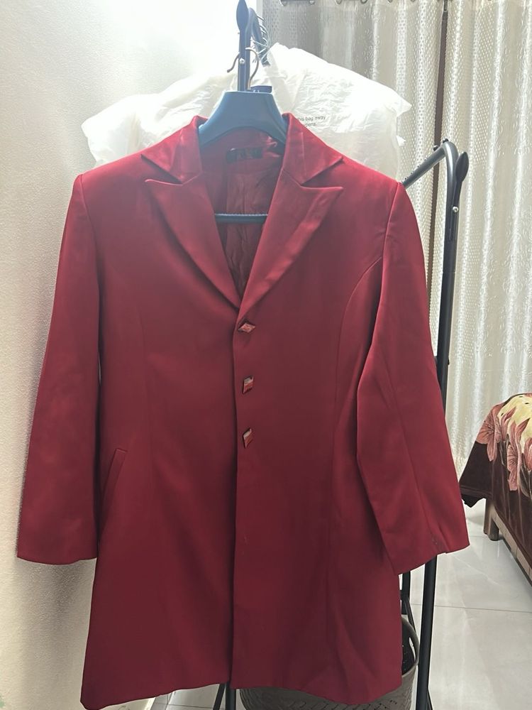 Elegant Red Velvet Coat