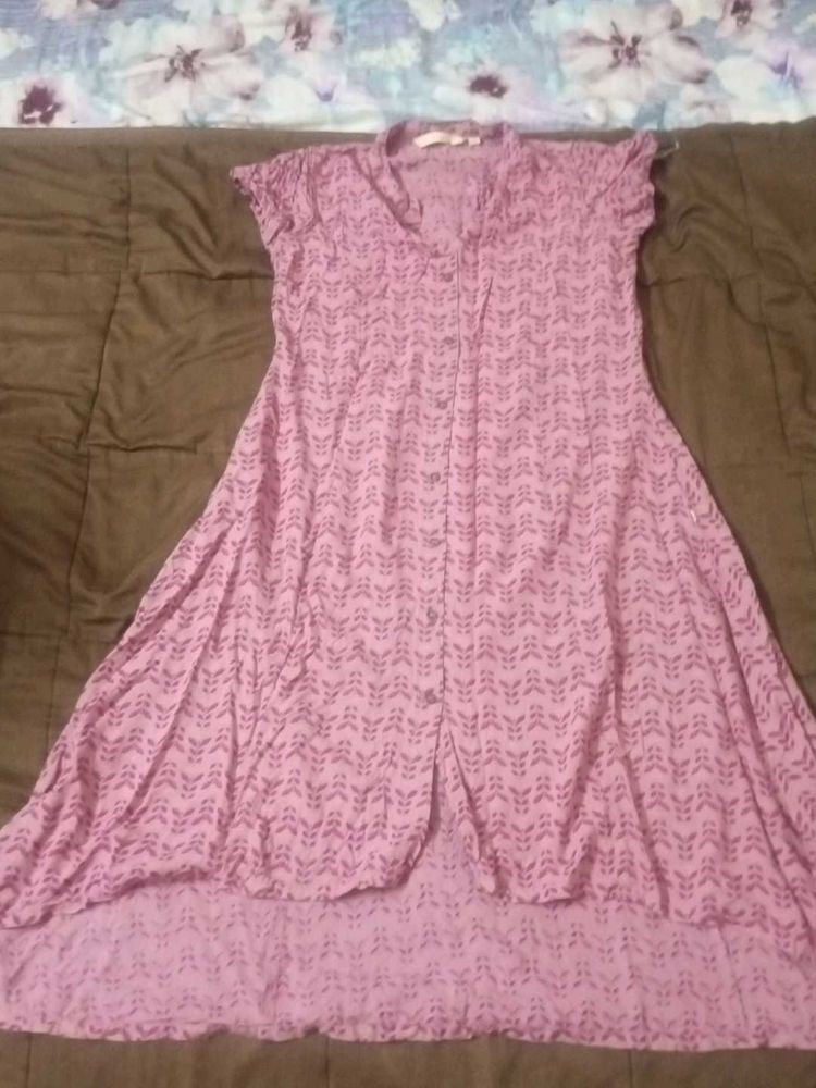 Mauve Printed Hi-Low Dress
