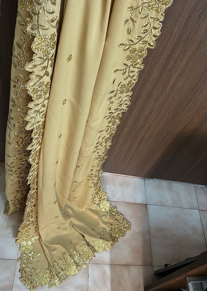 Gold Cut Work Half Saree Dupatta