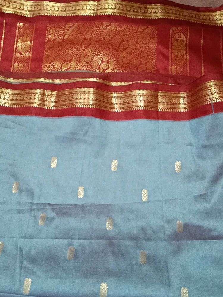 Maroon &amp; Electric Blue Colour Sari