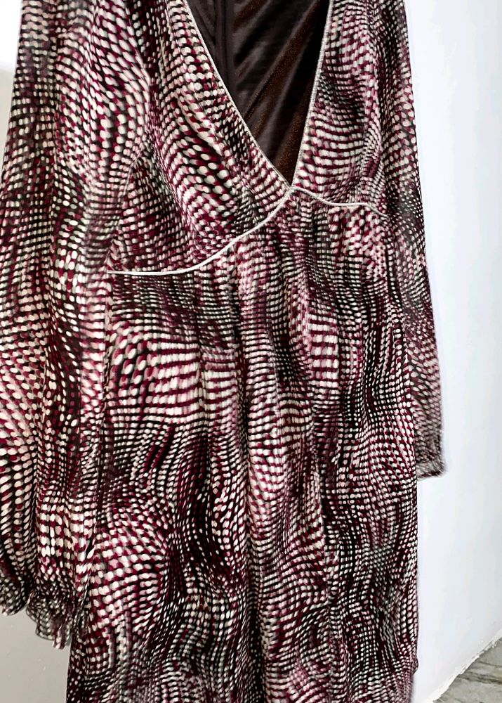 Korean New V Neck Viscoss Flare And Fit Dress