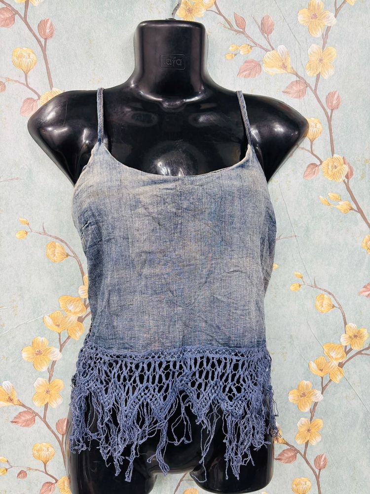 Y2k Denim Sleeveless Top