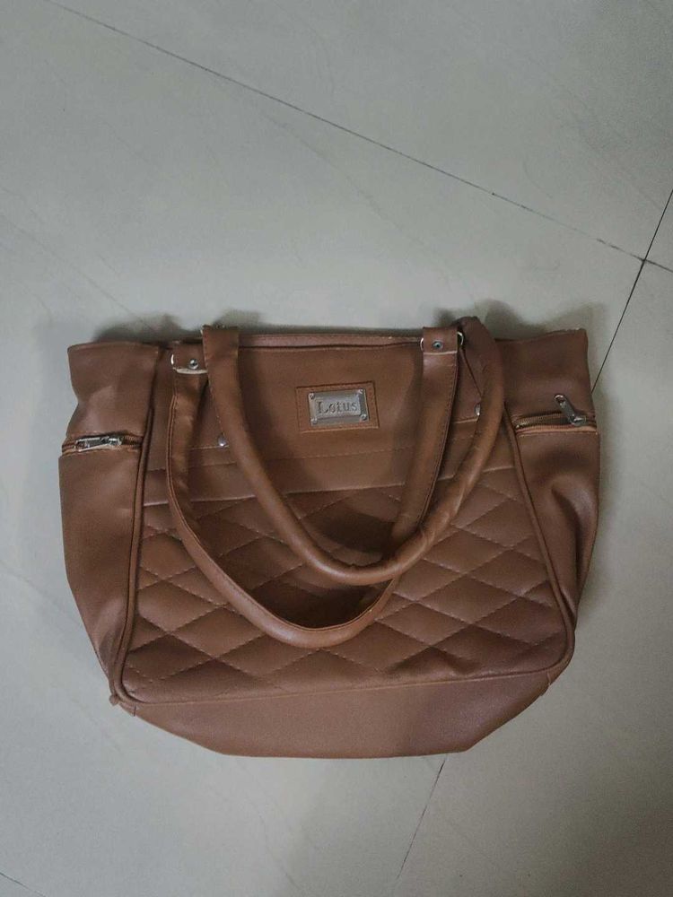Brown Quilted handbag Big Size