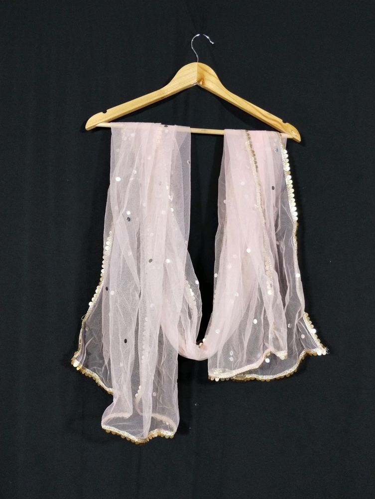 Light Pink Printed Netted Dupatta (Women)