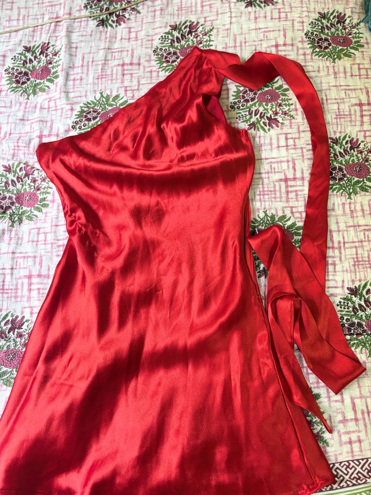 Red One-Shoulder Mini Dress
