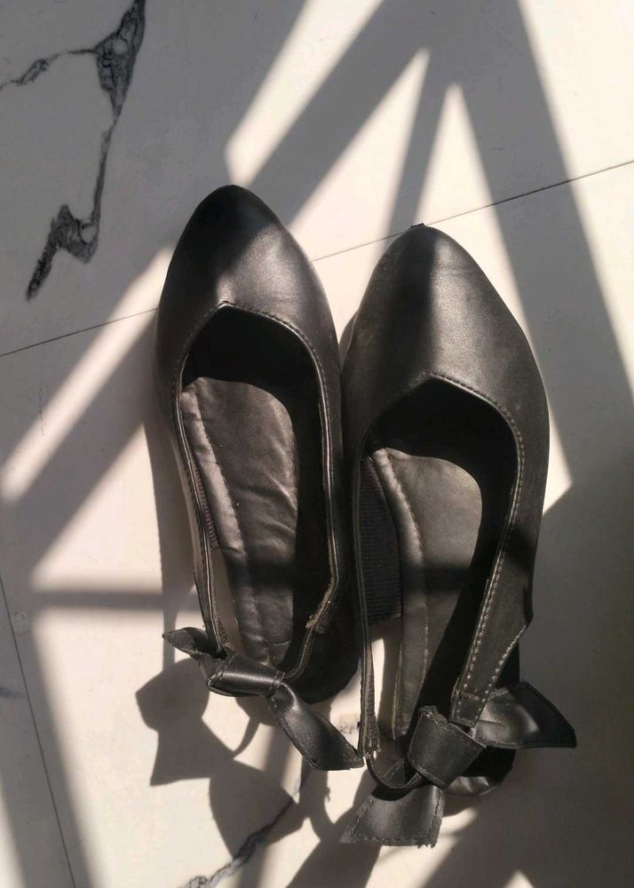 Black Bow Detail Ballerinas
