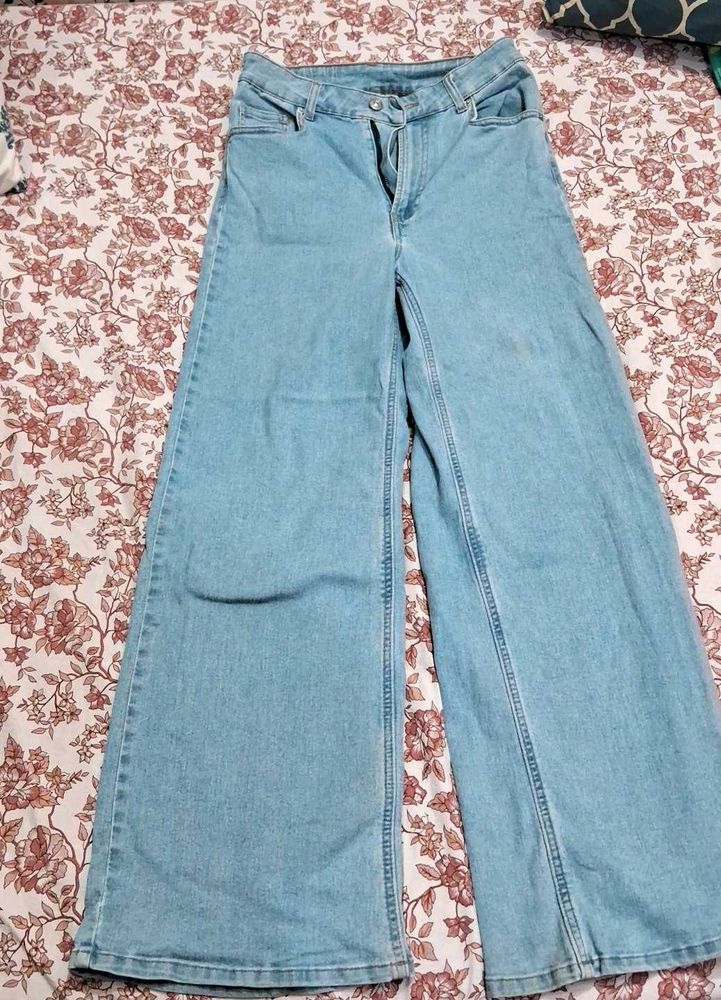 H&amp;M Wide Leg Denim High Waist Jeans Size EU 38