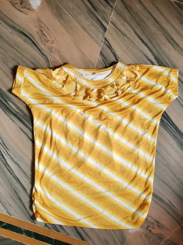 Striped Yellow Tie-Dye Top