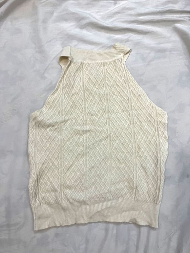 Ivory Knit Halter Top