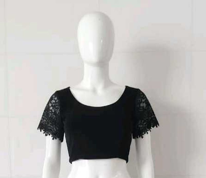 Elegant Black Lace Sleeve Blouse